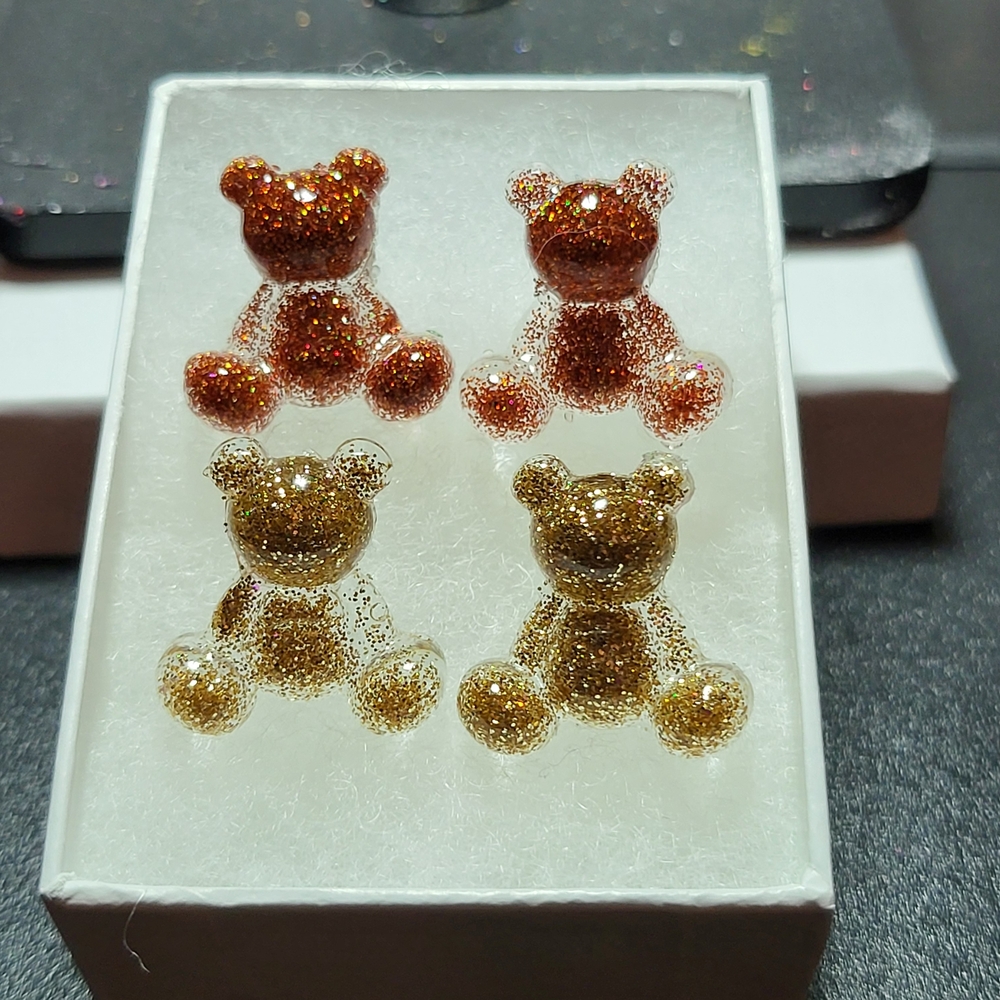 Glitter Bear Earrings Set